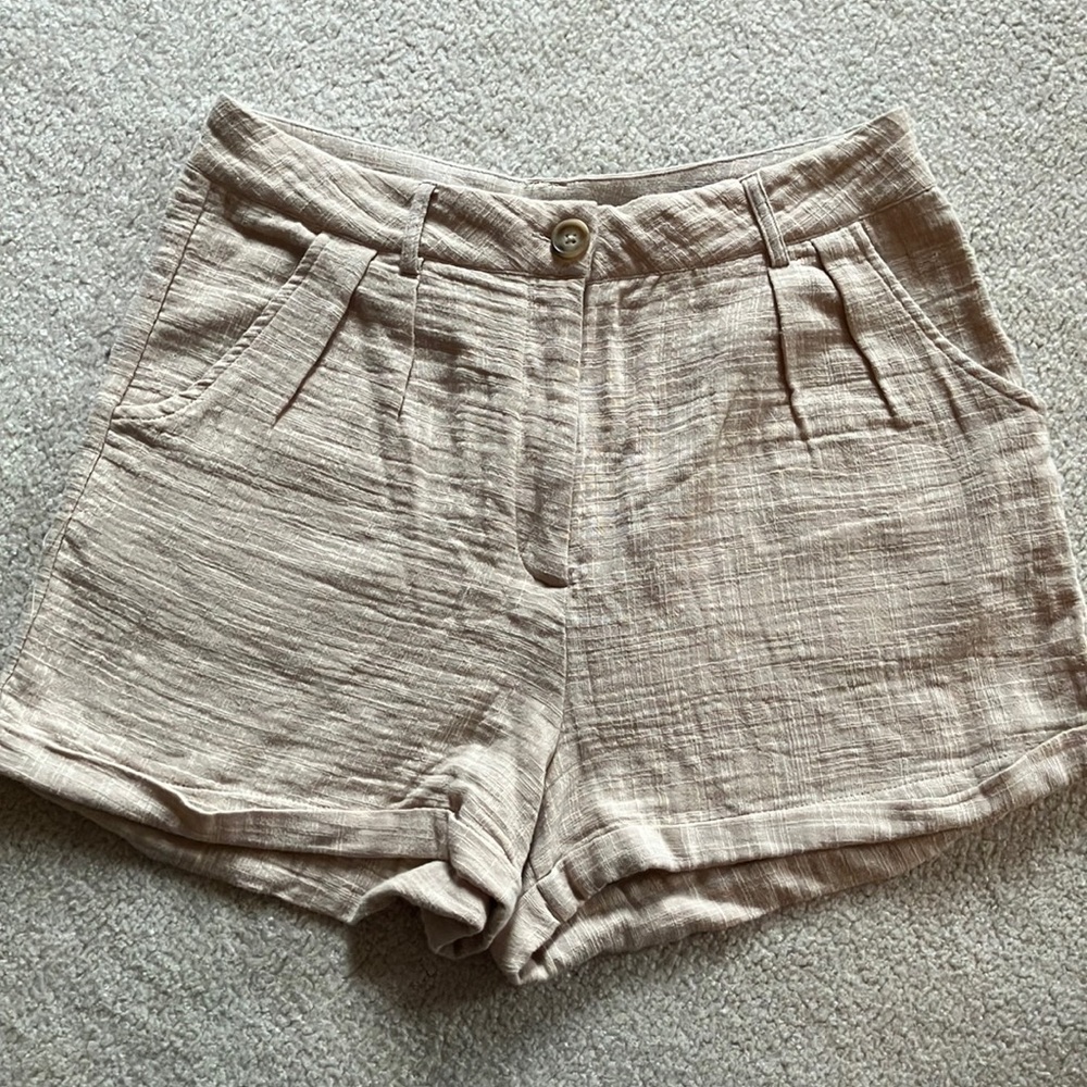 Windsor Tan High Waist Relaxed Fit Shorts 100% cotton